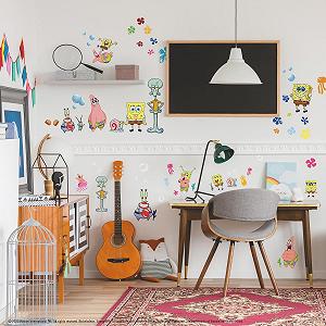 Наклейки на стену детские RoomMates Spongebob Squarepants многоразовые 45 шт. synthetic.ua - Фото 1