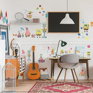 Наклейки на стіну дитячі RoomMates Spongebob Squarepants багаторазові 45 шт. synthetic.ua - Фото 1