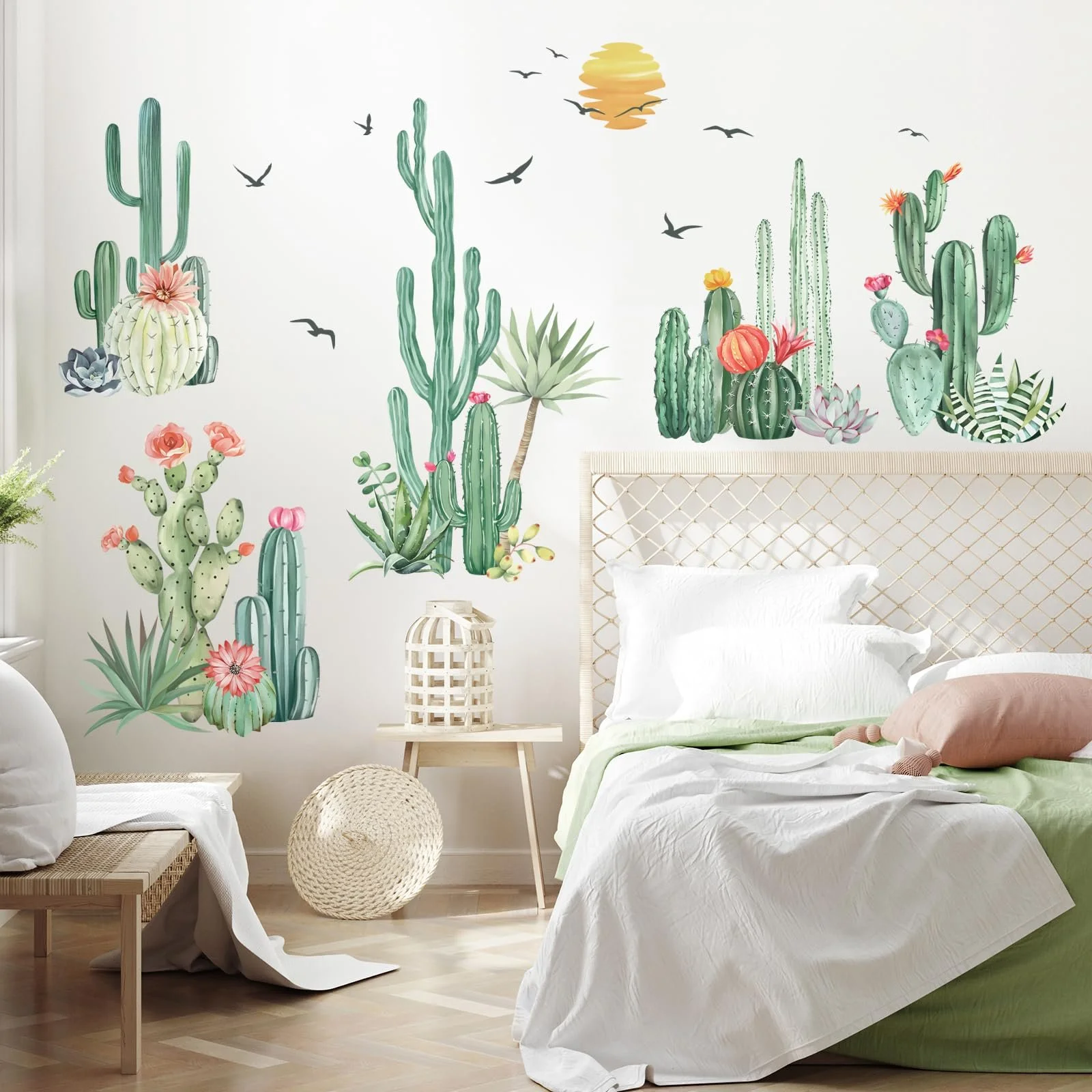 Наклейки на стіну Кактуси та пальми Тропічні рослини знімні водонепроникні Зелені, фото №2