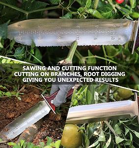 Садова лопатка Professional, садова з нержавіючої сталі з шкіряним чохлом і точильним каменем, міцна садова лопатка для прополки, копання, різання та посадки, чорна synthetic.ua - Фото 1