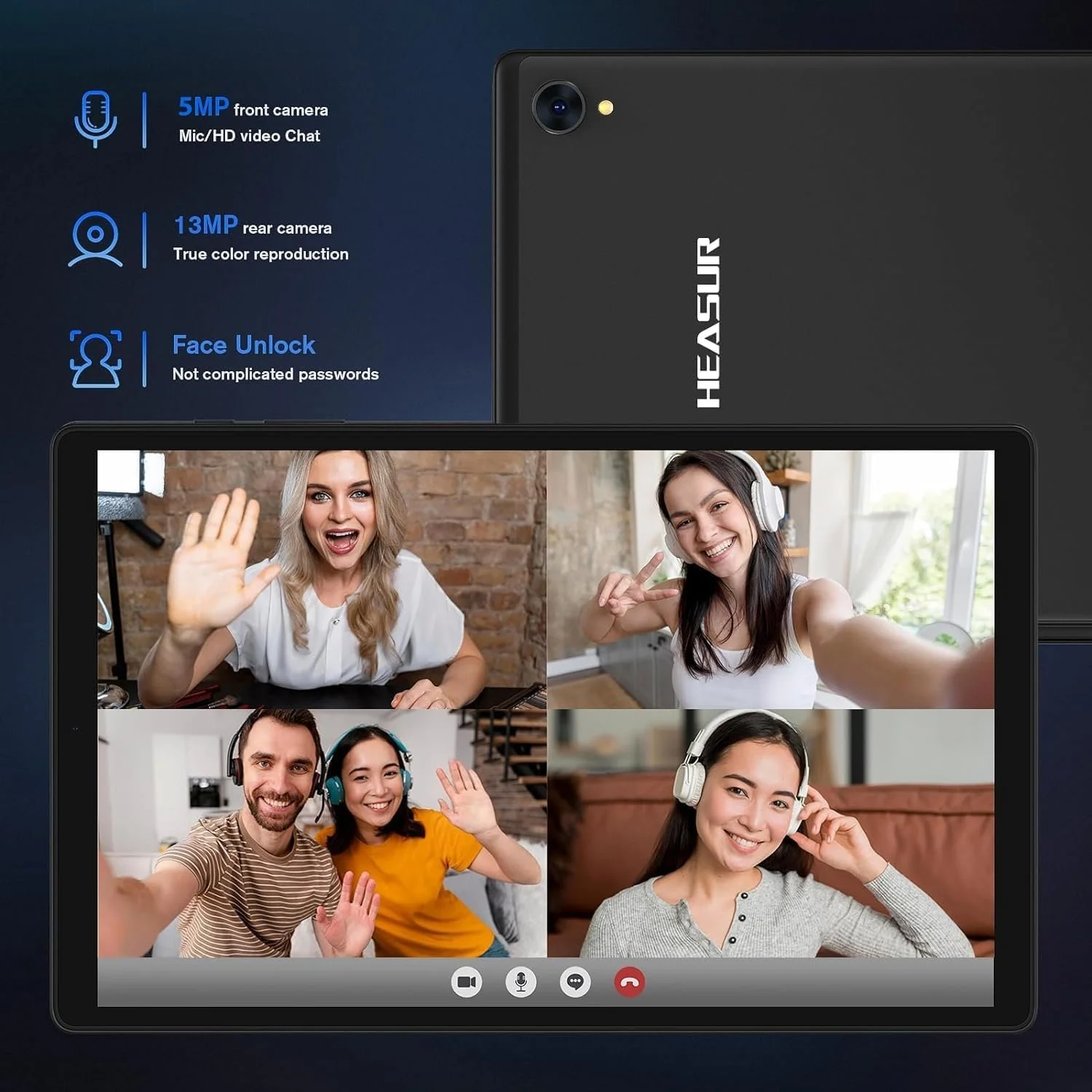 Планшет 10.1" Full HD Heasur M820 8+11/128Gb 8 ядер Android 13 8000 mAh Чорний, фото №2