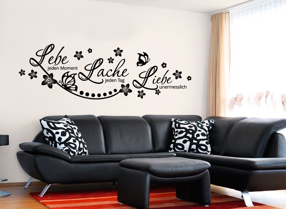 Наклейка на стіну Grandora W870 Lebe Lache Liebe 152 x 58 см чорний, фото №1