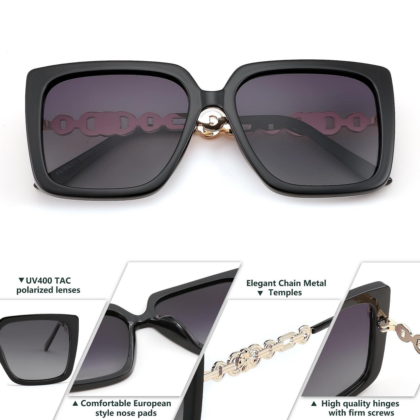 Окуляри сонцезахисні квадратні FEISEDY B0003 поляризовані жіночі великі вінтажні модні із захистом UV400, фото №7