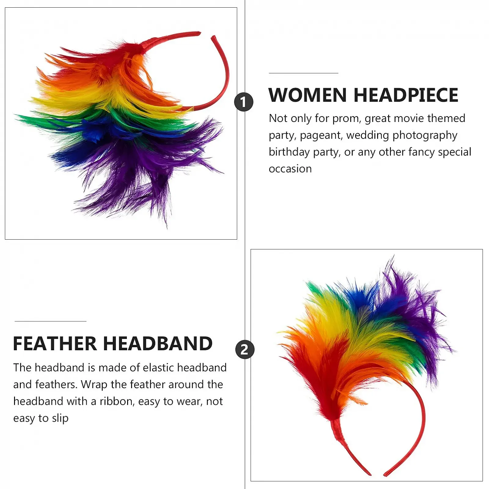 Обруч для волосся з пір'ям Lurrose Fascinator, фото №4