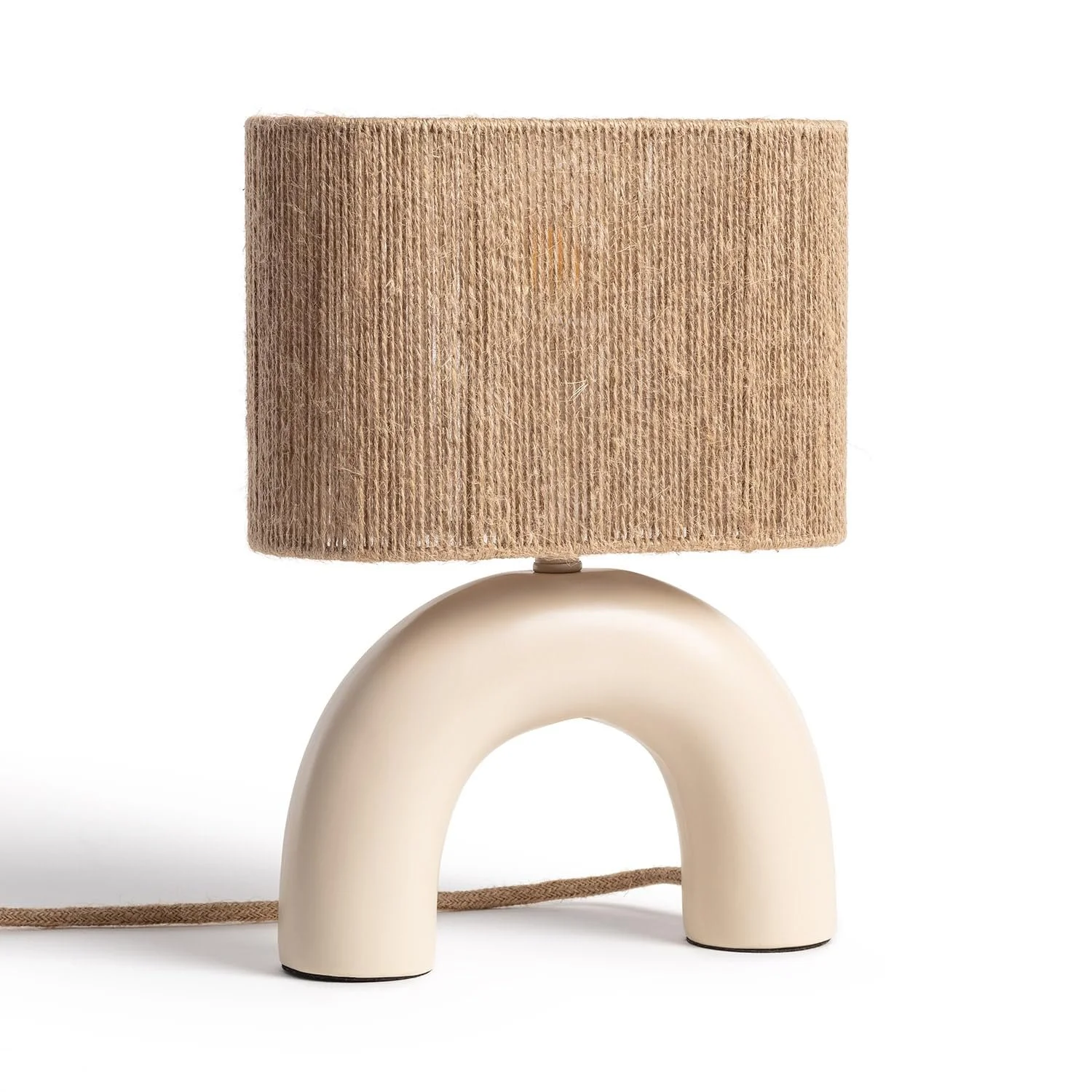 Настільна світлодіодна лампа LEDKIA LIGHTING Callie кераміка та натуральна мотузка бежевий E27, фото №1