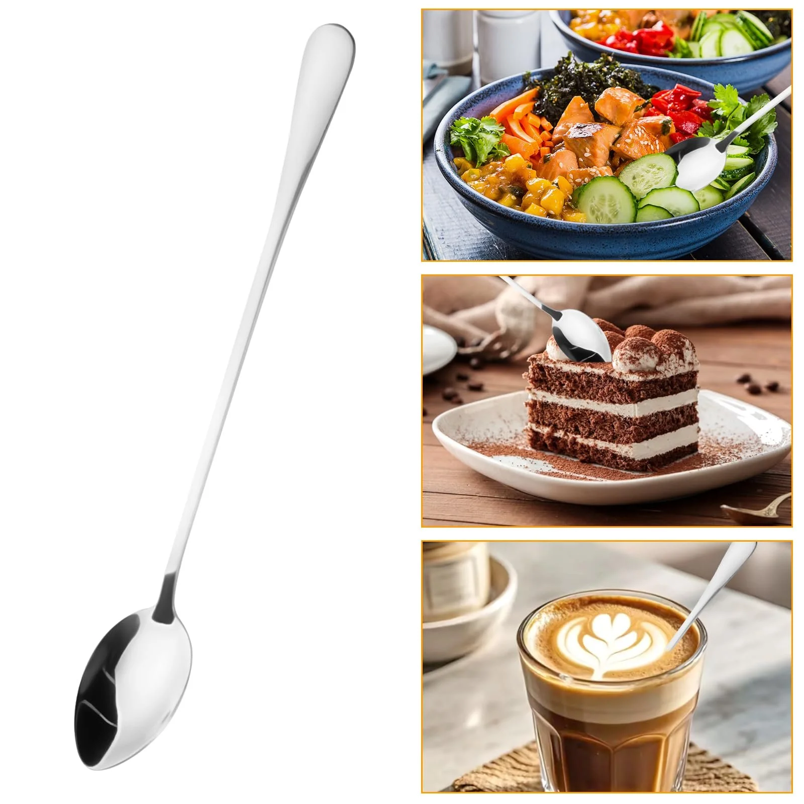 Ложка Довга з нержавіючої сталі 19.5 см, набір 12 штук, фото №6