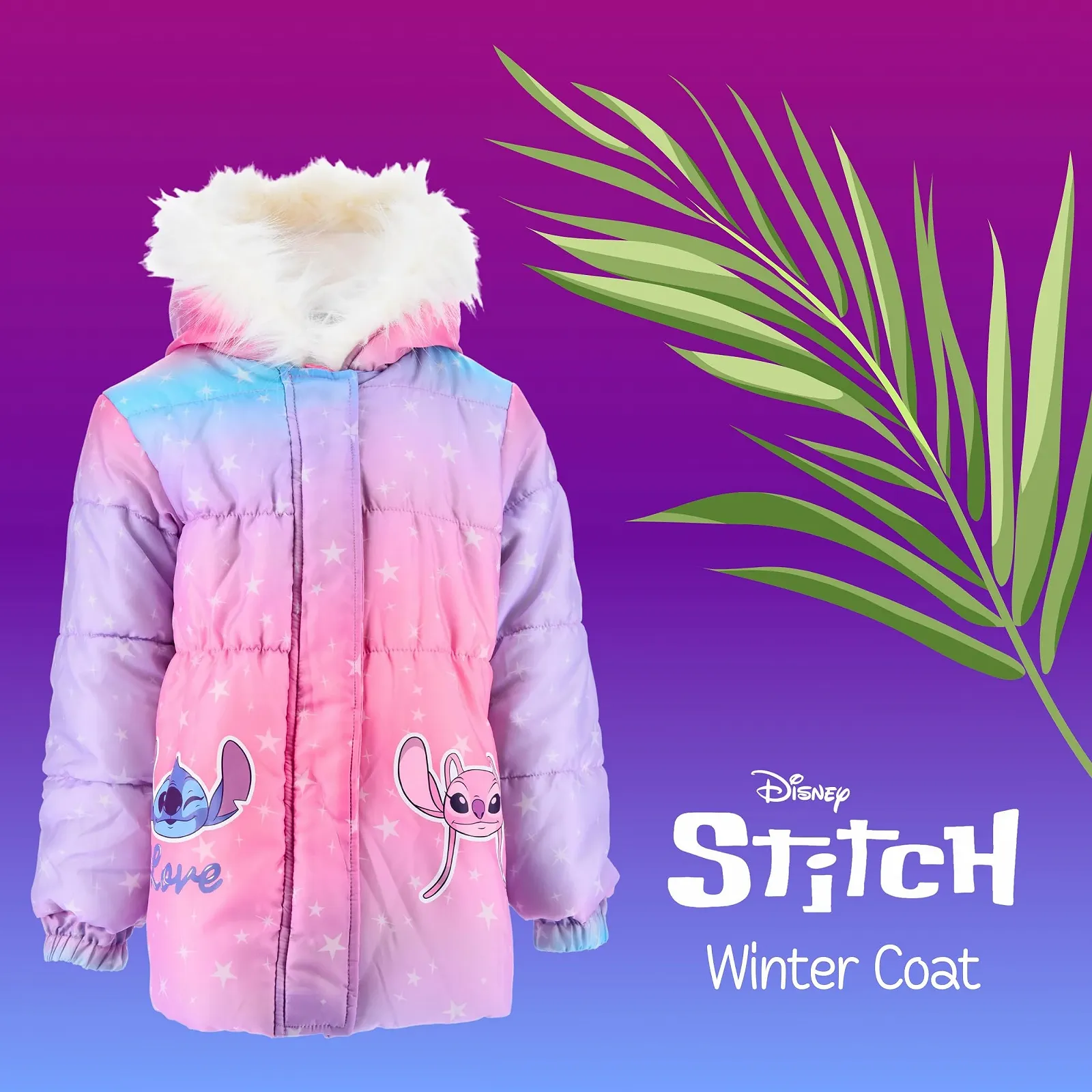 Пальто Disney Stitch для дівчат, Тепла та м'яка зимова куртка з наповнювачем, фото №3