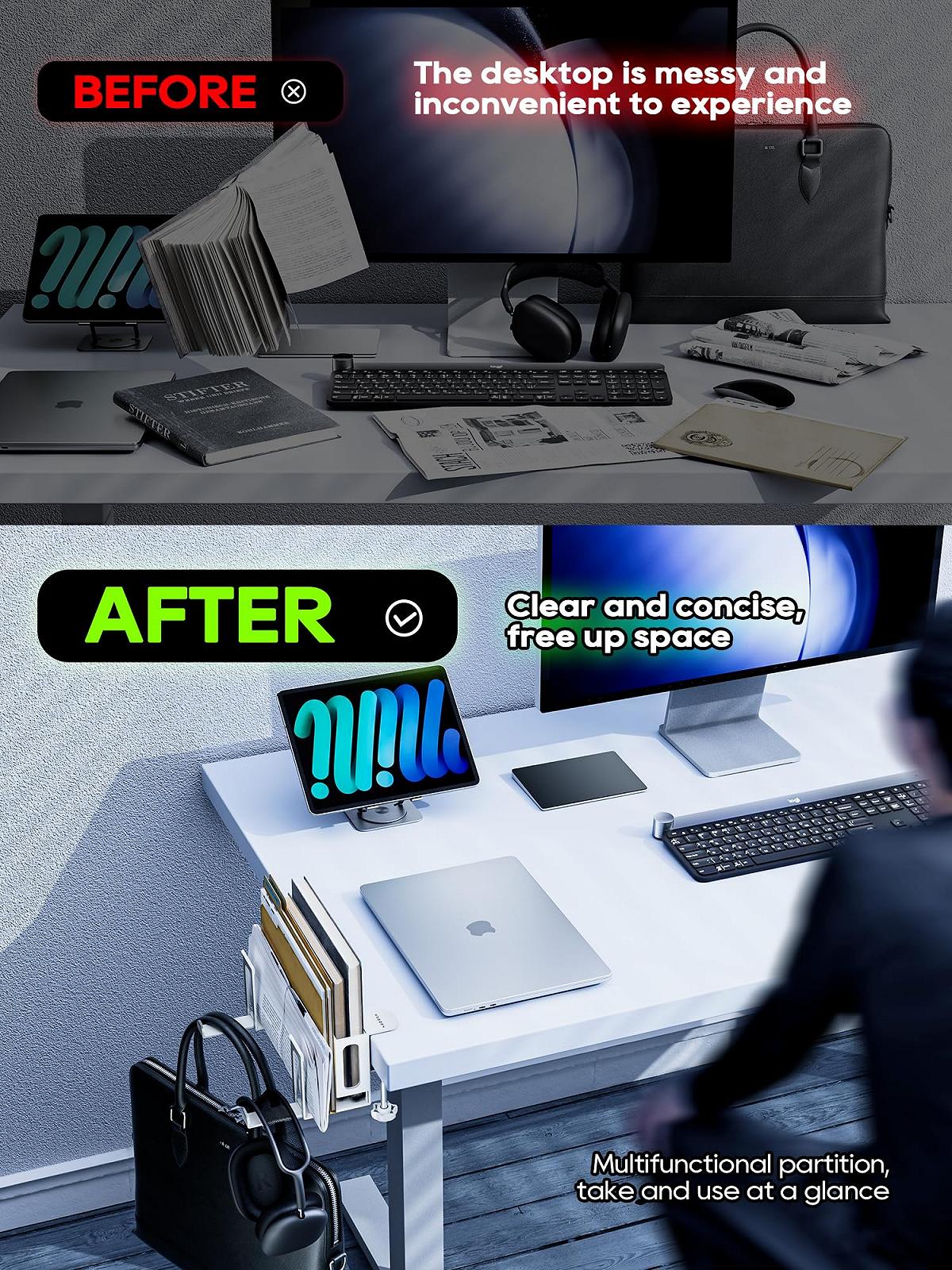 Вертикальная подставка для ноутбука NODOCA алюминиевая, для экономии места, для ноутбуков/MacBook Air, Pro/Samsung/iPad/планшетов [2 слота, черный], фото №6