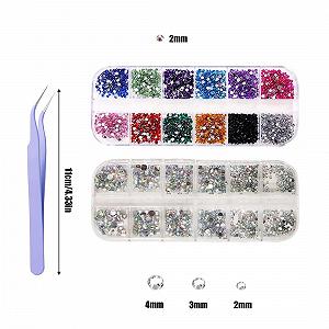 Стразы Тип: Плоские, 3100 шт., Разные Размеры и Цвета, Блестки, Полукруглые Жемчужины, AB Кристалл, с Пинцетом synthetic.ua - Фото 1