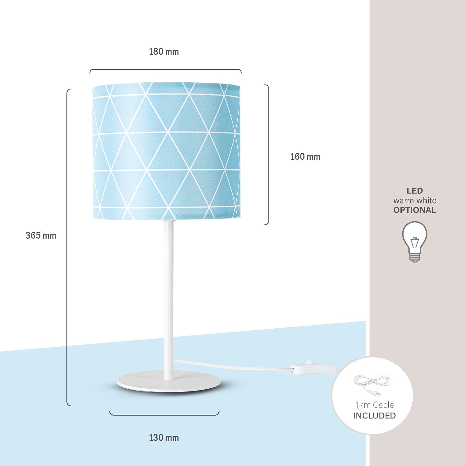 Настільна лампа Paco Home Fabric Lampshade Ретро Кругла E14 У горошок, фото №3