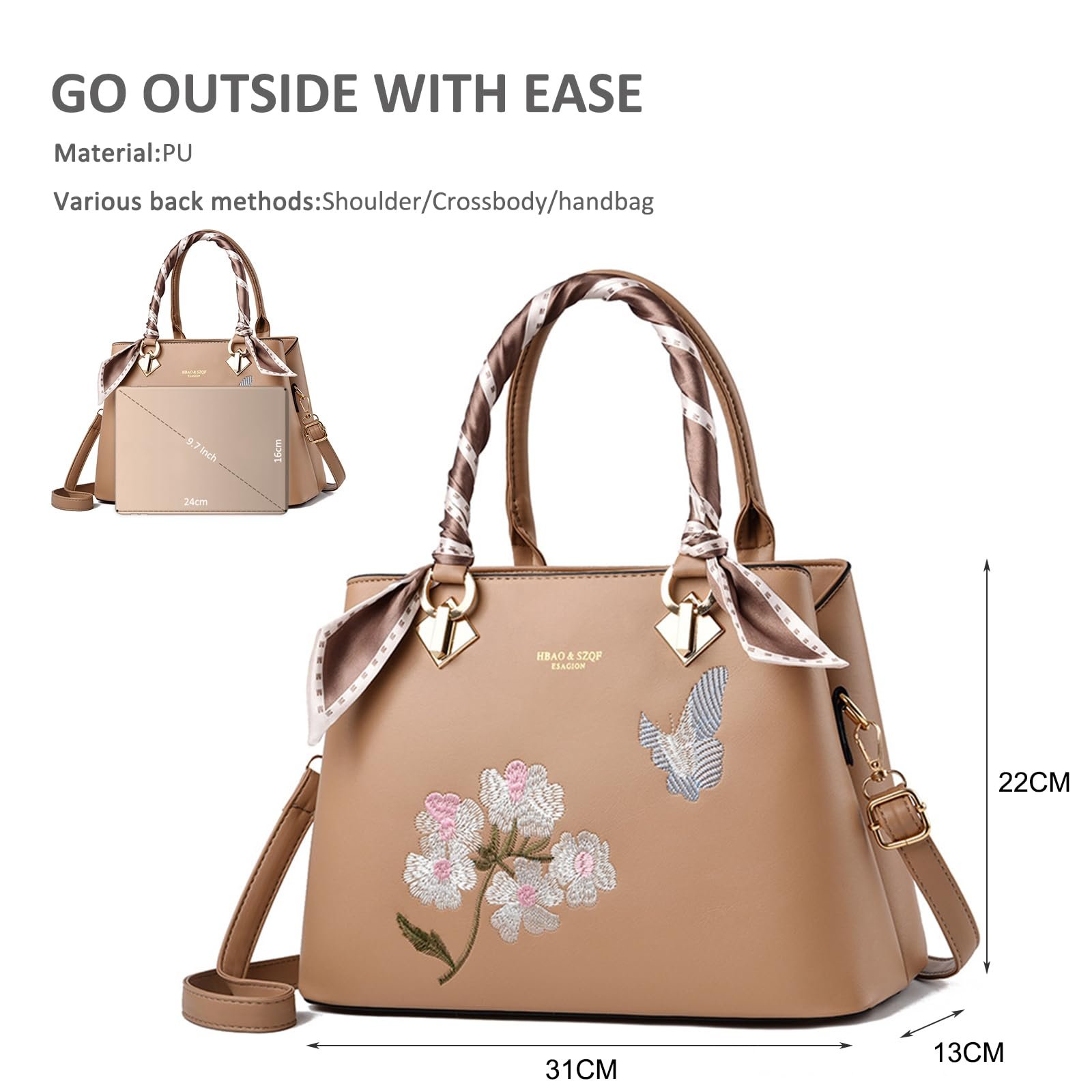 Сумка NICOLE & DORIS, элегантная, с вышивкой, из искусственной кожи, цвета хаки, фото №5 Сумка NICOLE & DORIS, элегантная, с вышивкой, из искусственной кожи, цвета хаки, фото №5