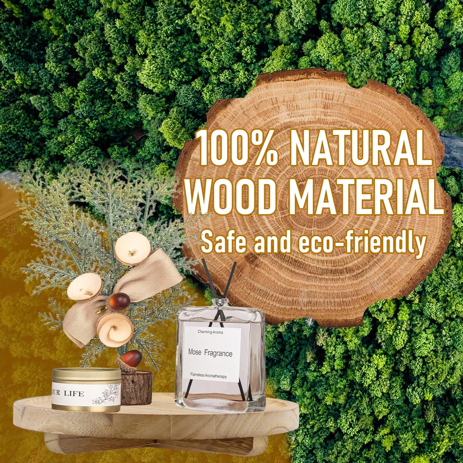 Деревянный поднос круглый для свечей в деревенском стиле., фото №3 Деревянный поднос круглый для свечей в деревенском стиле., фото №3