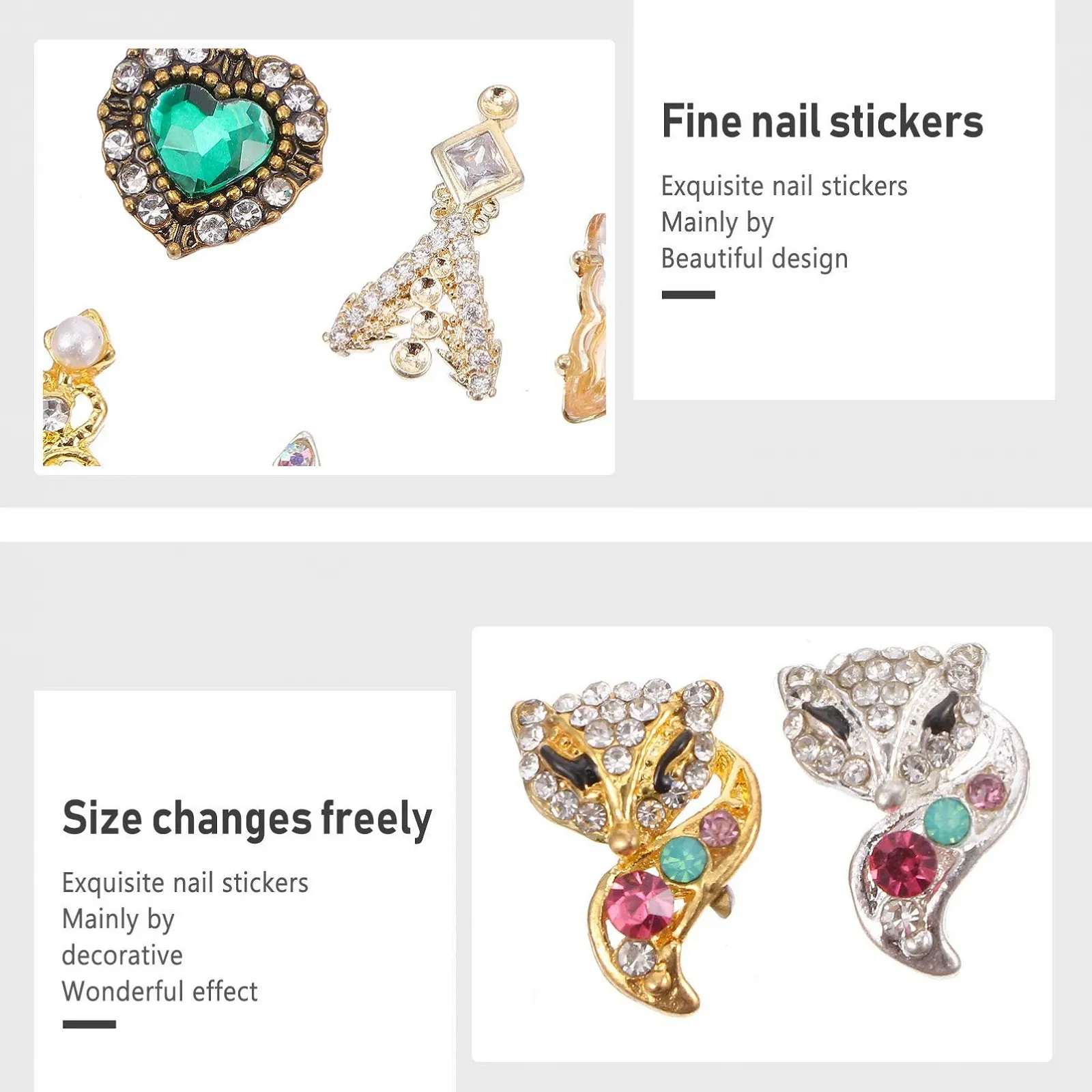 Стрази для нігтів Lurrose 50шт. Металеві прикраси для манікюру, кристали для DIY прикраси нігтів, фото №3