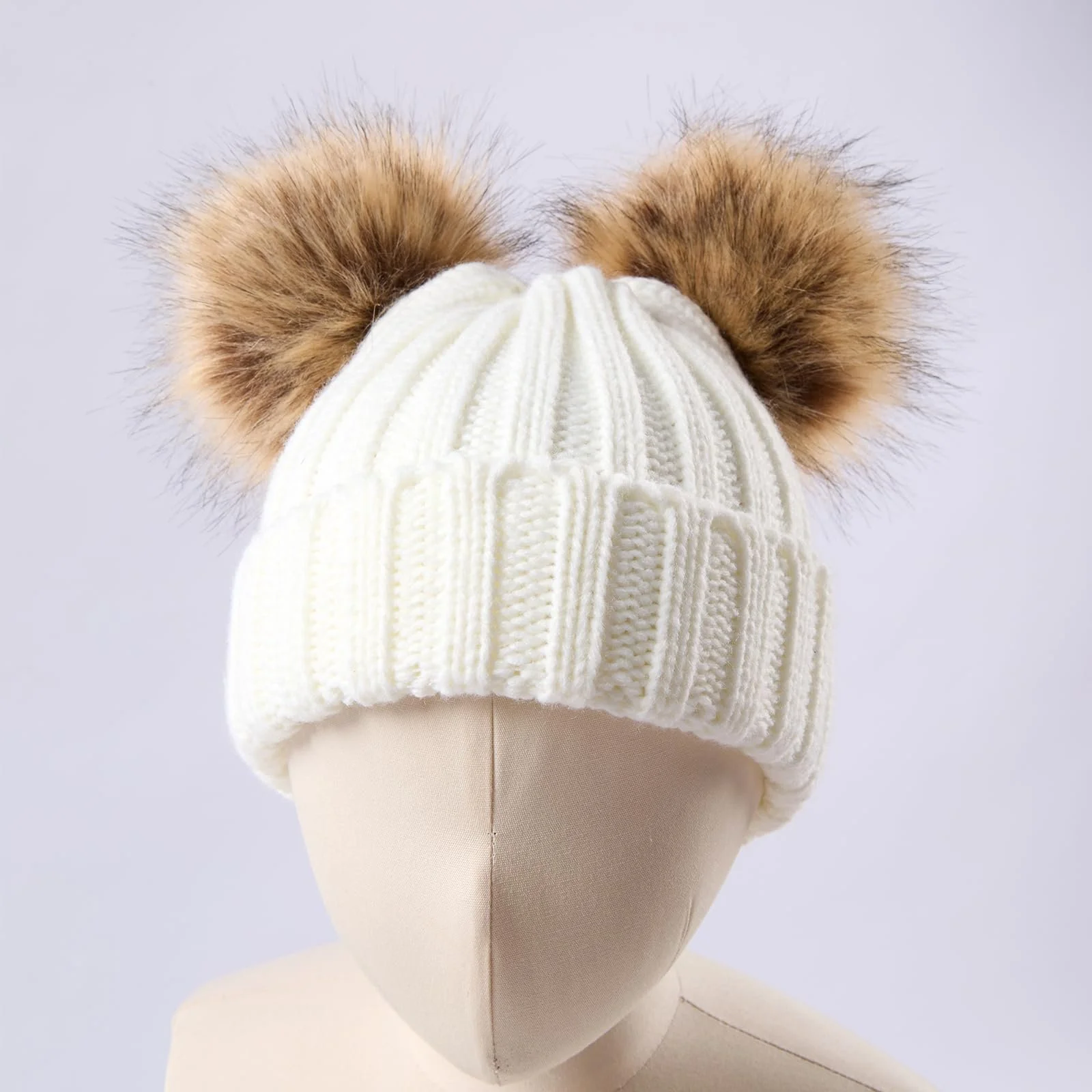 Шапка дитяча зимова SERENYOU з двома помпонами для малюків дівчаток, тепла в'язана, фото №2 Шапка дитяча зимова SERENYOU з двома помпонами для малюків дівчаток, тепла в'язана, фото №2