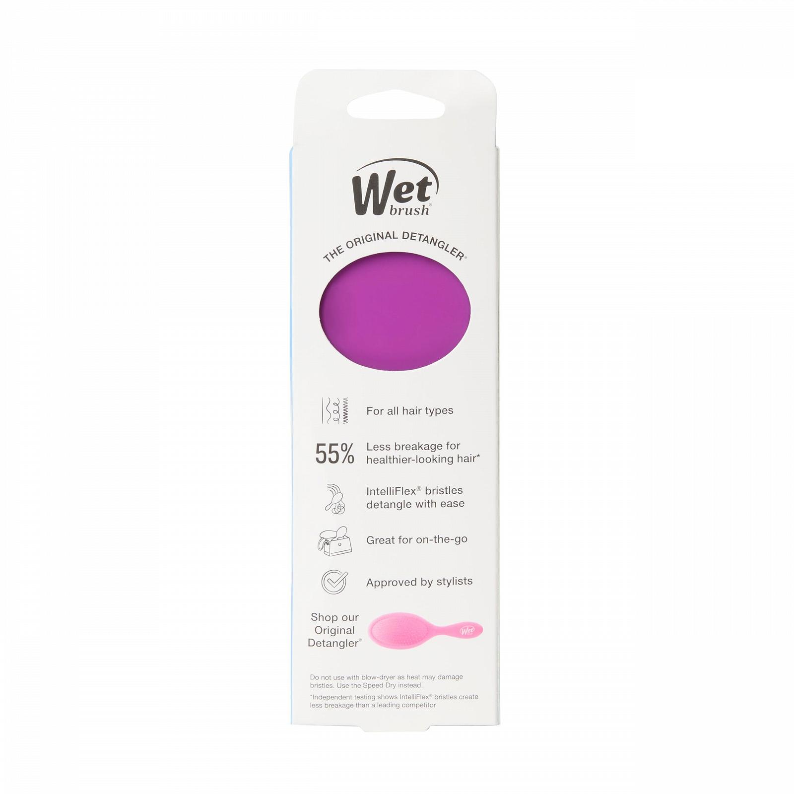 Щітка для волосся Wet Brush Mini Detangler Solid Print з м'якою щетиною IntelliFlex, міні дорожня щітка для всіх типів волосся - фіолетовий, фото №12