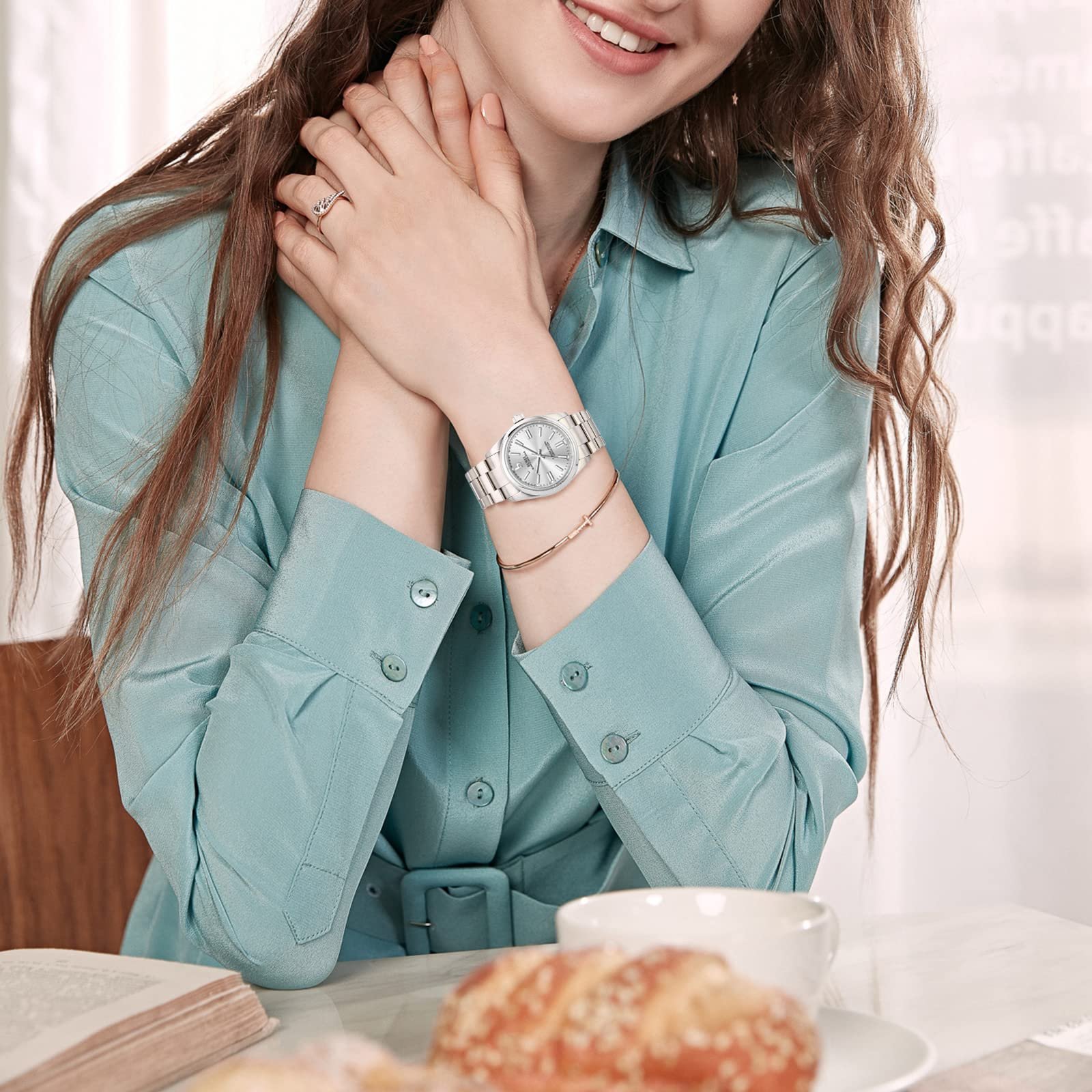 Жіночий годинник Кварцовий BUREI 36 мм Fashion, сталь, водонепроникний, фото №2