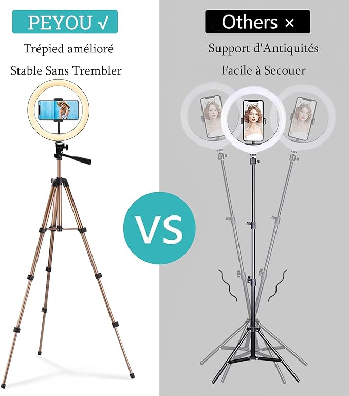 Кільцева лампа зі штативом PEYOU 10" Black, фото №2