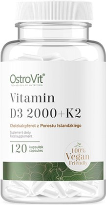 Витамины OstroVit Vitamin D3 2000 K2 120caps, фото №1