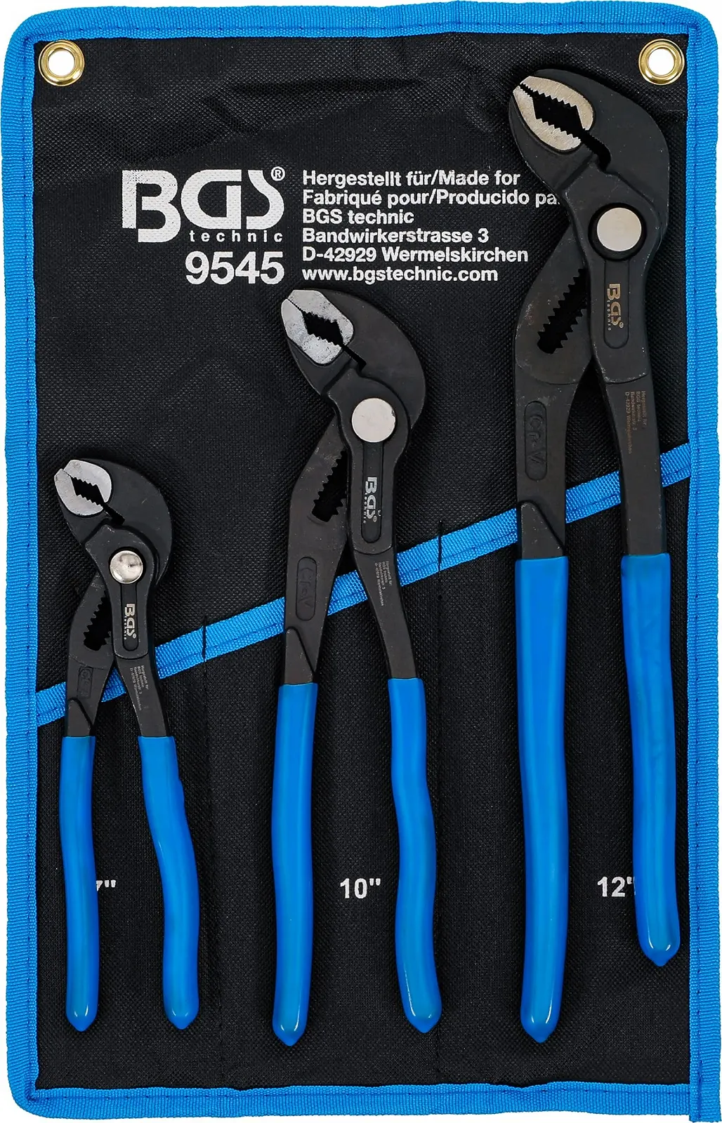 Набір плоскогубців для водяного насоса BGS 9545, 3 штуки, з фіксацією, 175 / 240 / 300 мм, протиковзкі, фото №1