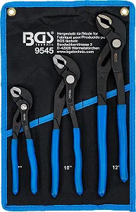 Набор плоскогубцев для водяного насоса BGS 9545, 3 штуки, с фиксацией, 175 / 240 / 300 мм, противоскользящие - Фото 1