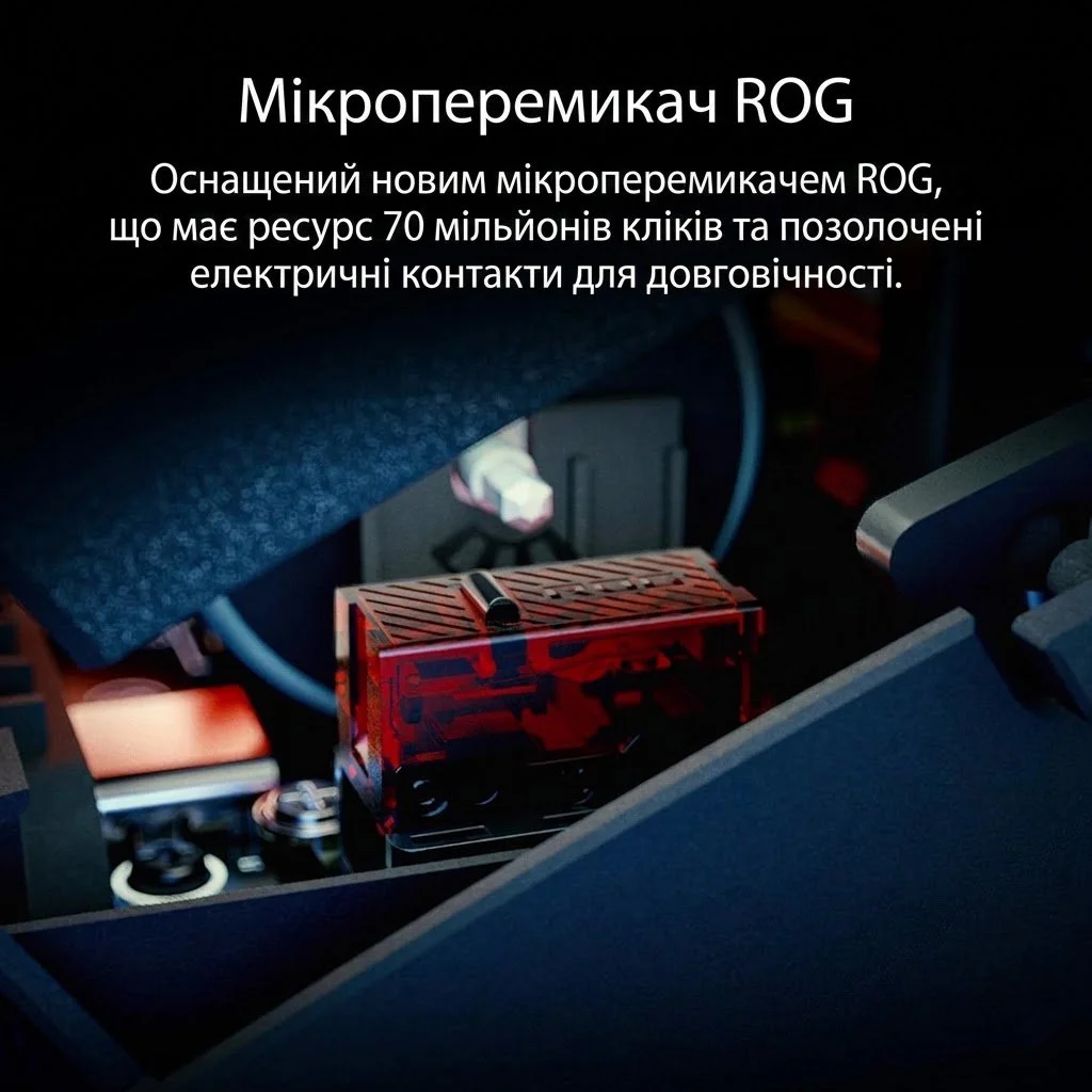 Ігрова бездротова миша ASUS ROG Keris Wireless / Bluetooth / Радіоканал / USB / ROG Sensor / 16000 DPI / 7 кнопок / RGB підсвітка / Чорна, фото №5