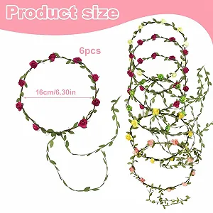 Венок на голову в богемном стиле с цветами и листьями, 6 штук synthetic.ua - Фото 1