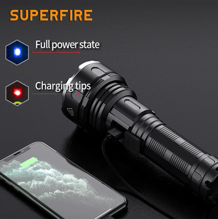 Фонарик ручний акумулятор R3-P90 SuperFire 2000 Lumen IP64, фото №3