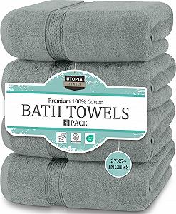 Набір рушників Utopia Towels 4 штуки 100% бавовна 69 x 137 см Холодний сірий - Фото 1