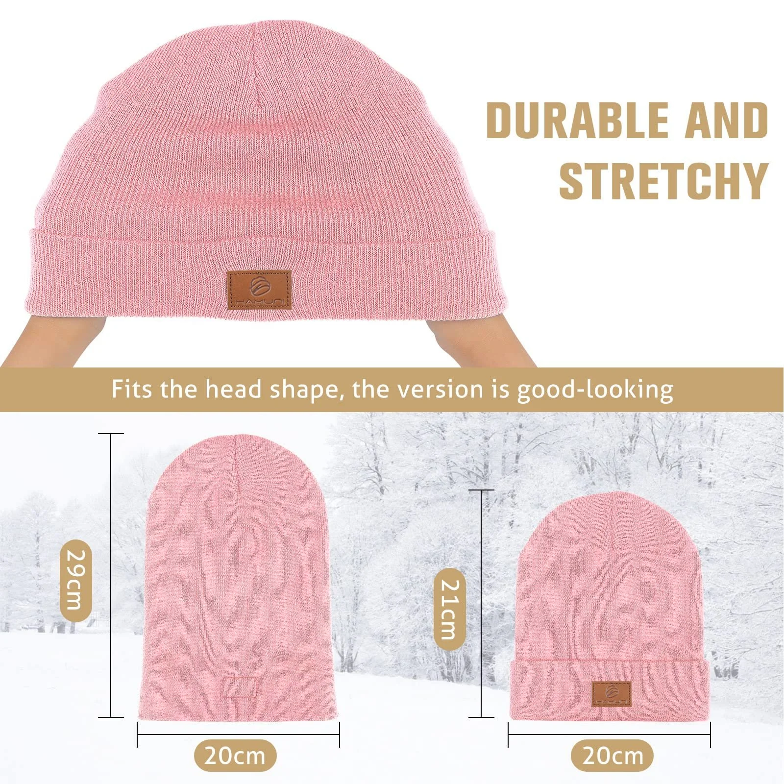 Шапка-бини HAMUNI Классическая Зимняя Комфортная Дышащая Мягкая Акриловая Вязаная Винтажная Однотонная с отворотом Унисекс, фото №4 Шапка-бини HAMUNI Классическая Зимняя Комфортная Дышащая Мягкая Акриловая Вязаная Винтажная Однотонная с отворотом Унисекс, фото №4