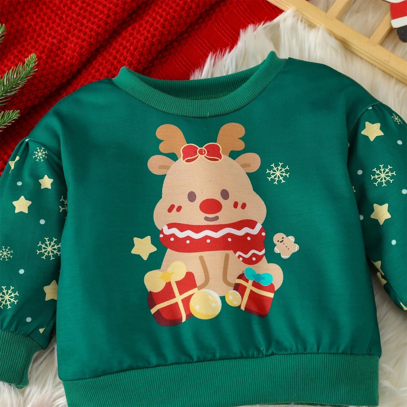 Толстовка з різдвяним принтом літер Generisch для дівчаток ясельного віку, фото №4