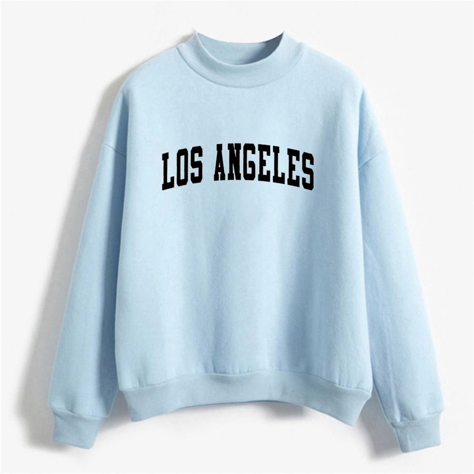 Женский Свитшот с принтом букв Los Angeles California, круглый вырез горловины, винтажный, смешной, зимний, осенний, однотонный, с длинными рукавами, свободный воротник-стойка, фото №2