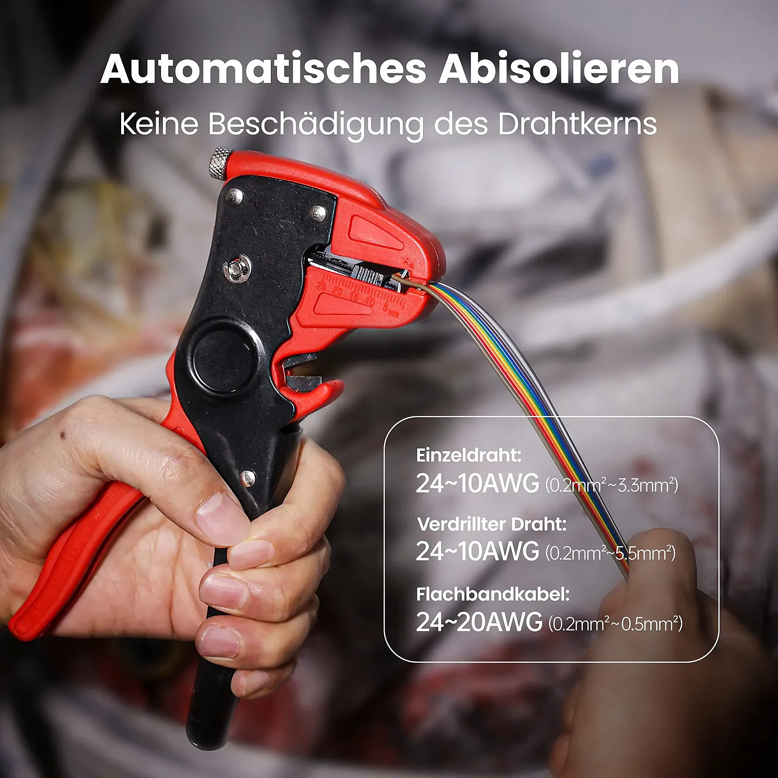 Автоматический стриппер и кусачки KAIWEETS 2 в 1 24-10 AWG (0.2 мм²-5.5 мм²), фото №4