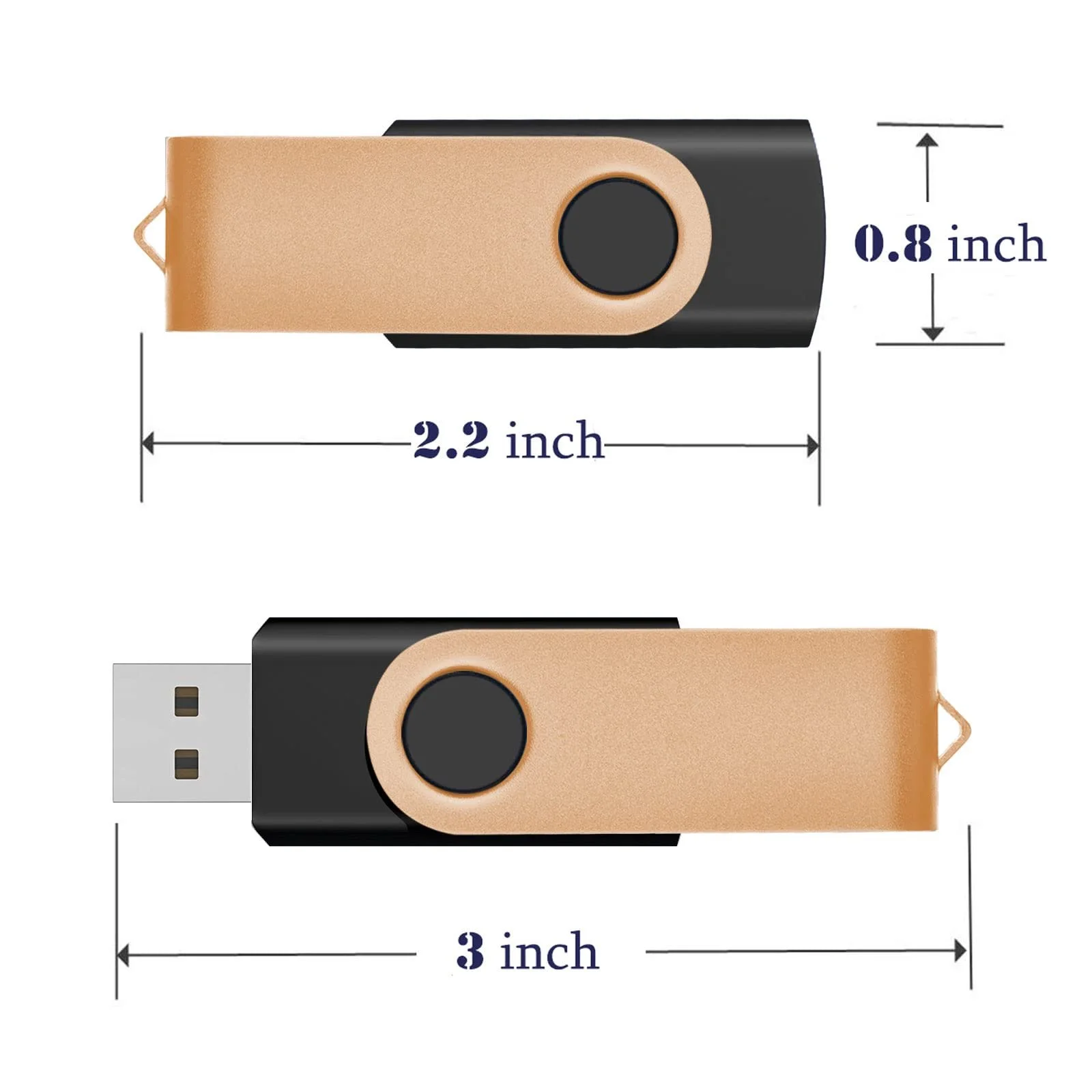 USB-флеш-накопичувач 8 GB USB 2.0 Swivel Gold Набір 20 шт., фото №5 USB-флеш-накопичувач 8 GB USB 2.0 Swivel Gold Набір 20 шт., фото №5