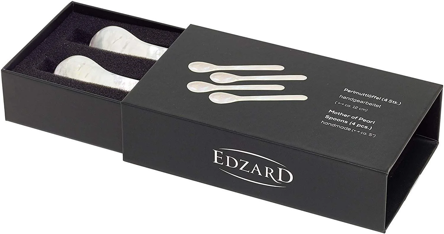 Ложка EDZARD Набір з 4 штук (довжина 11 см) Зроблено зі справжньої морської перламутрової мушлі, фото №6