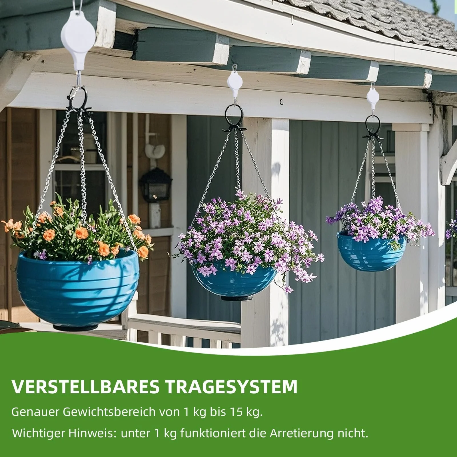 Регулируемые подвесы для растений 2 шт. 1-15 кг белые, фото №5