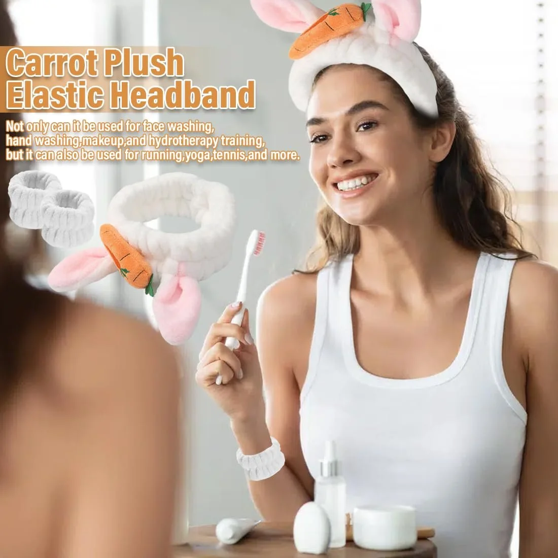 Пов'язка для волосся Плюшева Різдвяні Оленячі Роги для Макіяжу з Напульсником, фото №4