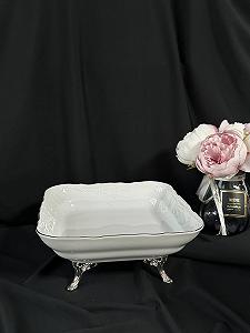 Блюдо глибоке на срібних ніжках 24х24 см порцеляна Bernadotte - Фото 1