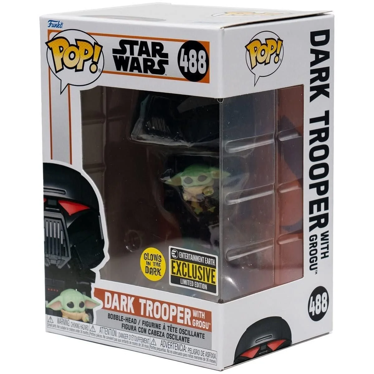Вінілова фігурка Funko Pop! Star Wars: Mandalorian Dark Trooper with Child Glow in the Dark, фото №7