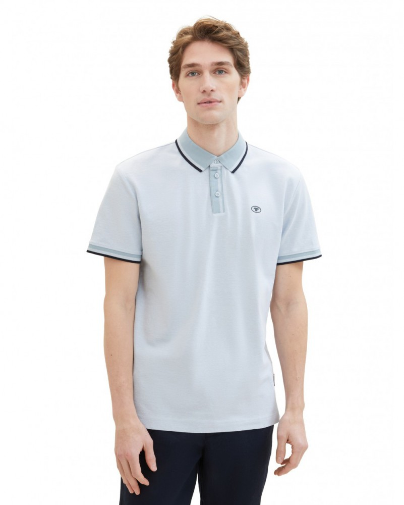 Поло POLO WITH DETAILED COLLAR 1040822-35199 Tom Tailor Блакитний M, фото №1