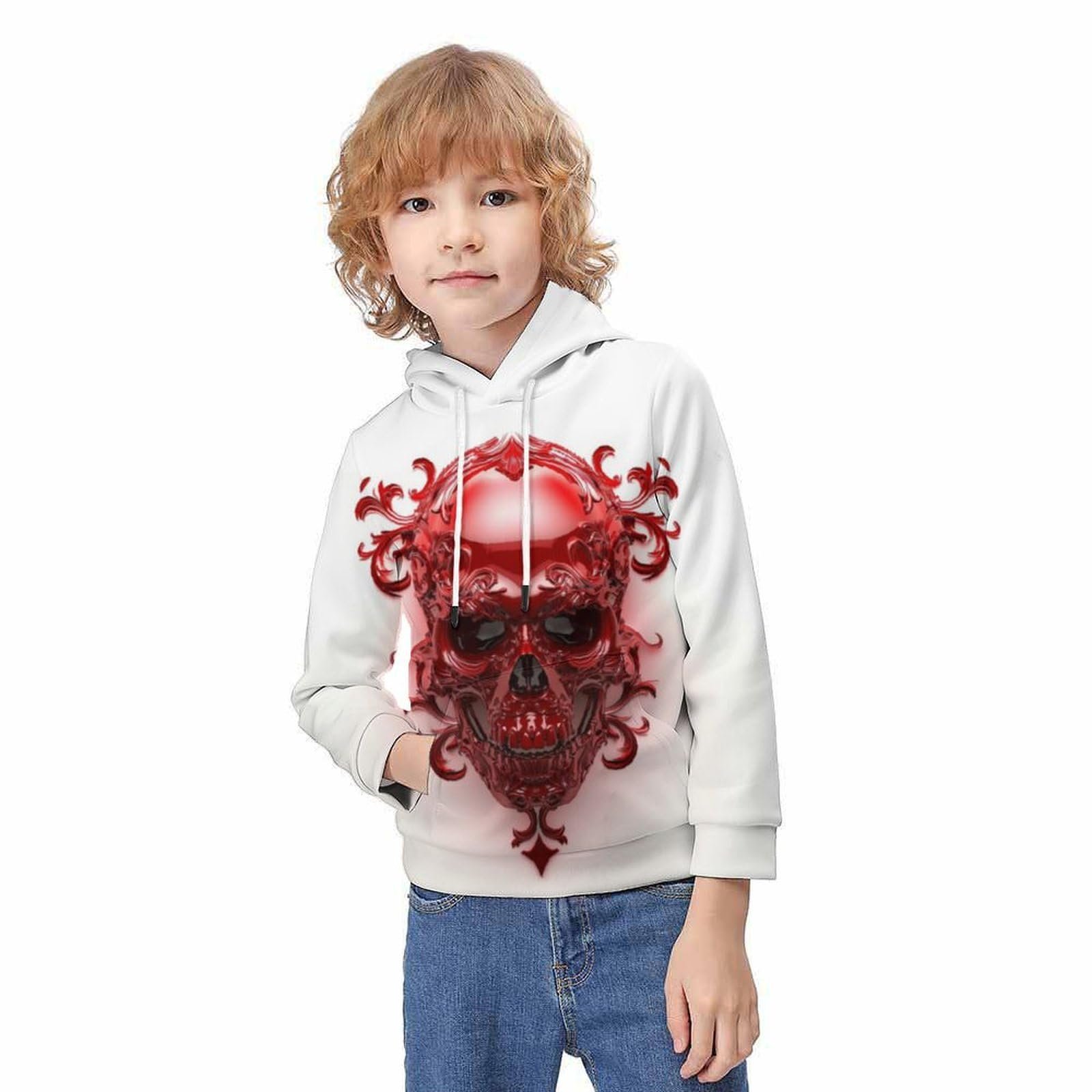 Худі KHHKJBVCE Череп, 3D худі для дівчат і хлопчиків з кишенею, фото №3