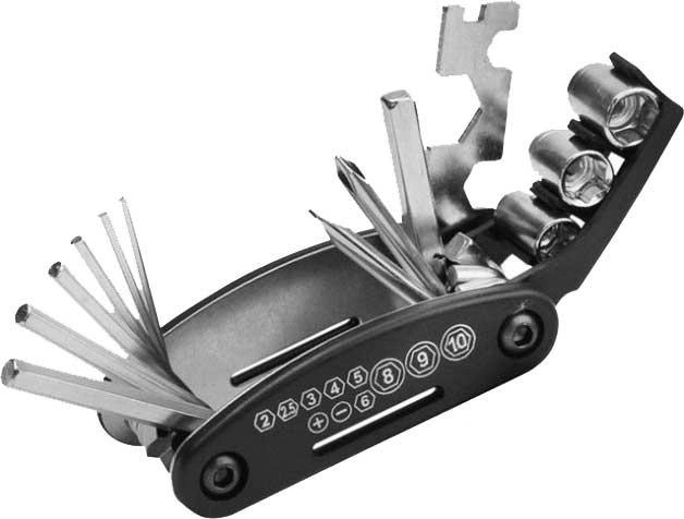 Ключ велосипедный многофункциональный Xiamen мультитул 16 пр Черный 050544, фото №1