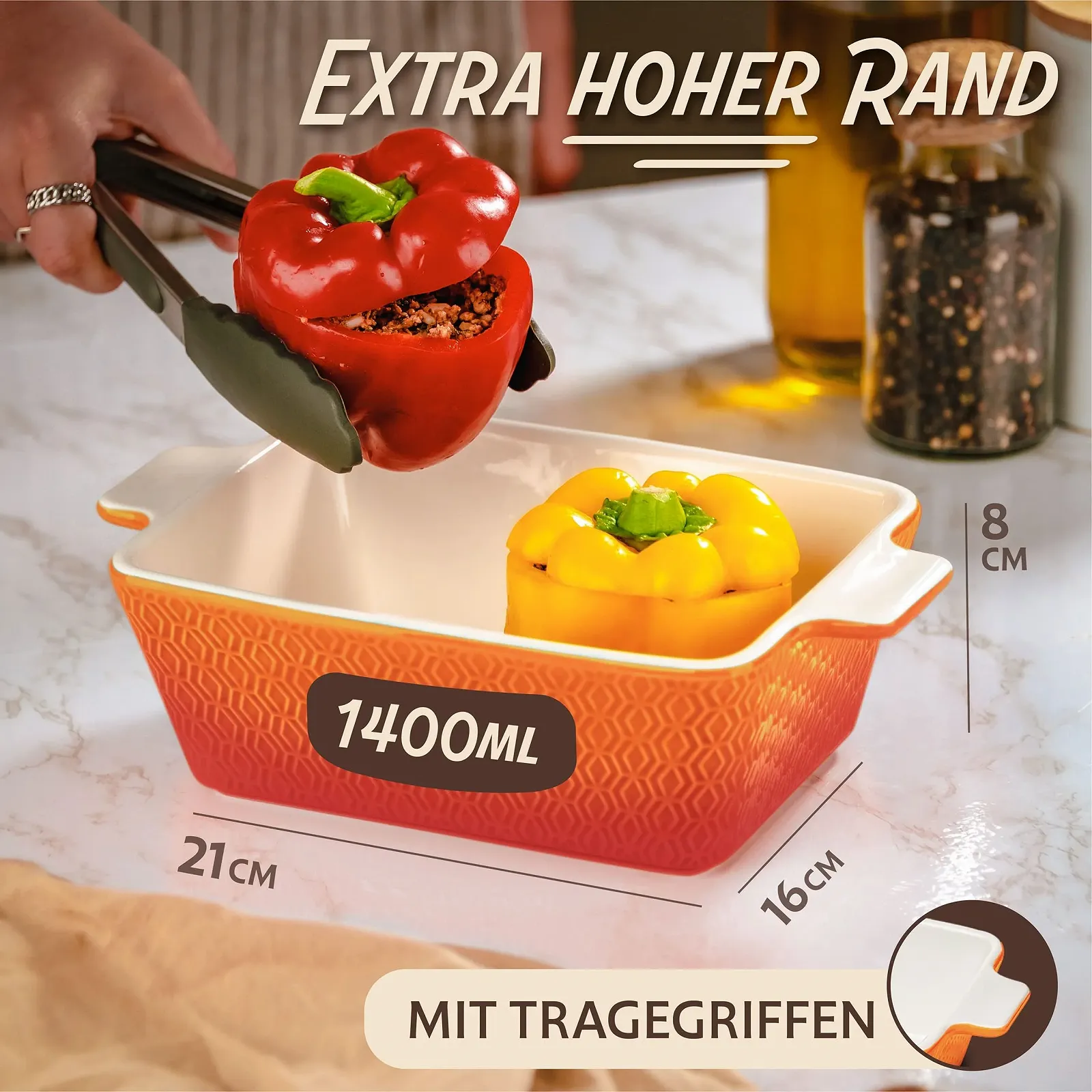 Форма для запекания Praknu керамическая прямоугольная с высоким бортом синяя 21 x 16 x 8 см, фото №4 Форма для запекания Praknu керамическая прямоугольная с высоким бортом синяя 21 x 16 x 8 см, фото №4