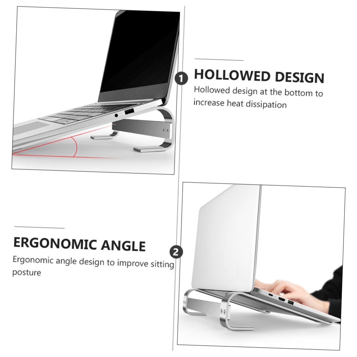 Подставка для ноутбука Алюминиевая Эргономичная Противоскользящая Охлаждающая подставка для ноутбуков Прочная для рабочего места, фото №8