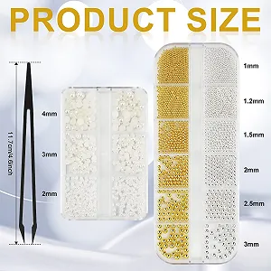 Бусины для дизайна ногтей BOXOB 2 коробки, 0.8 мм 5 мм, полукруглые бусины, плоские бусины для дизайна ногтей для DIY поделок, креативные аксессуары для маникюра (2 стиля), маленькие synthetic.ua - Фото 1