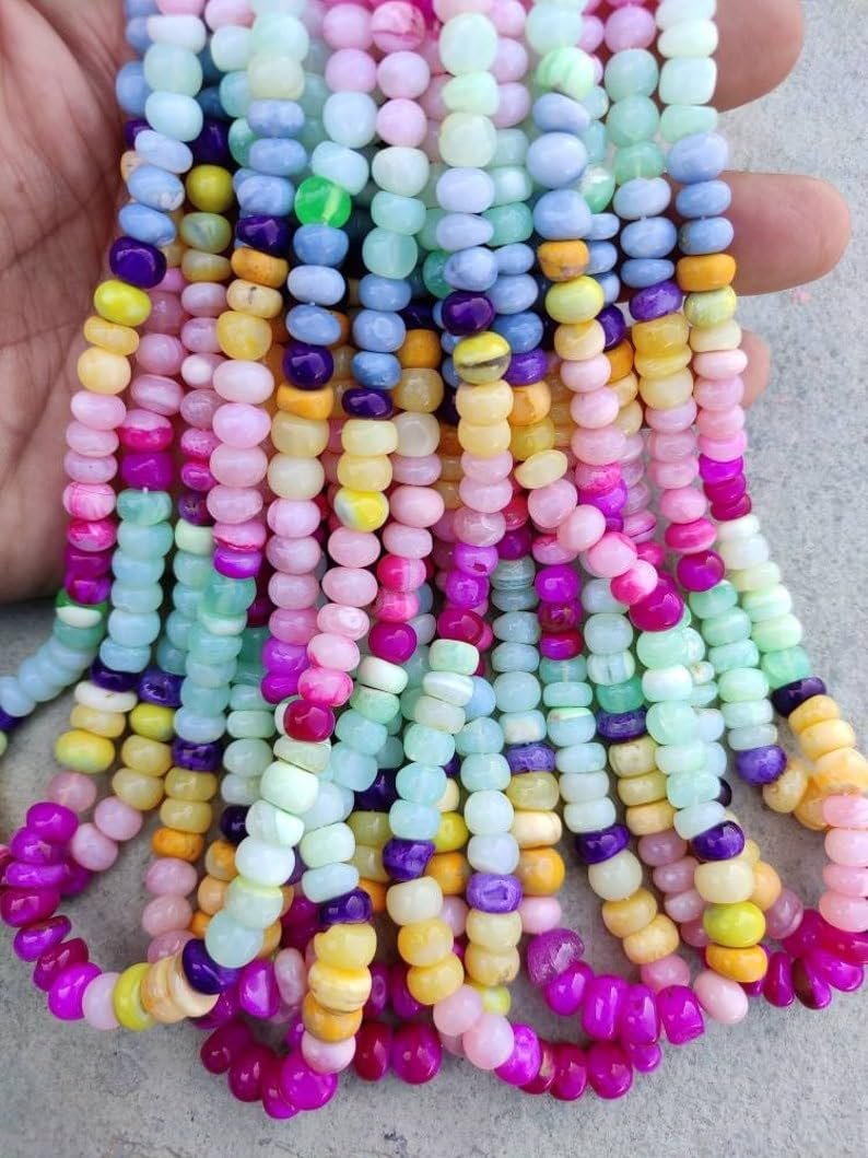 Натуральный Опал Круглые Гладкие Бусины 6-8 мм, нить длиной 40.5 см, ожерелья, браслета, фото №3