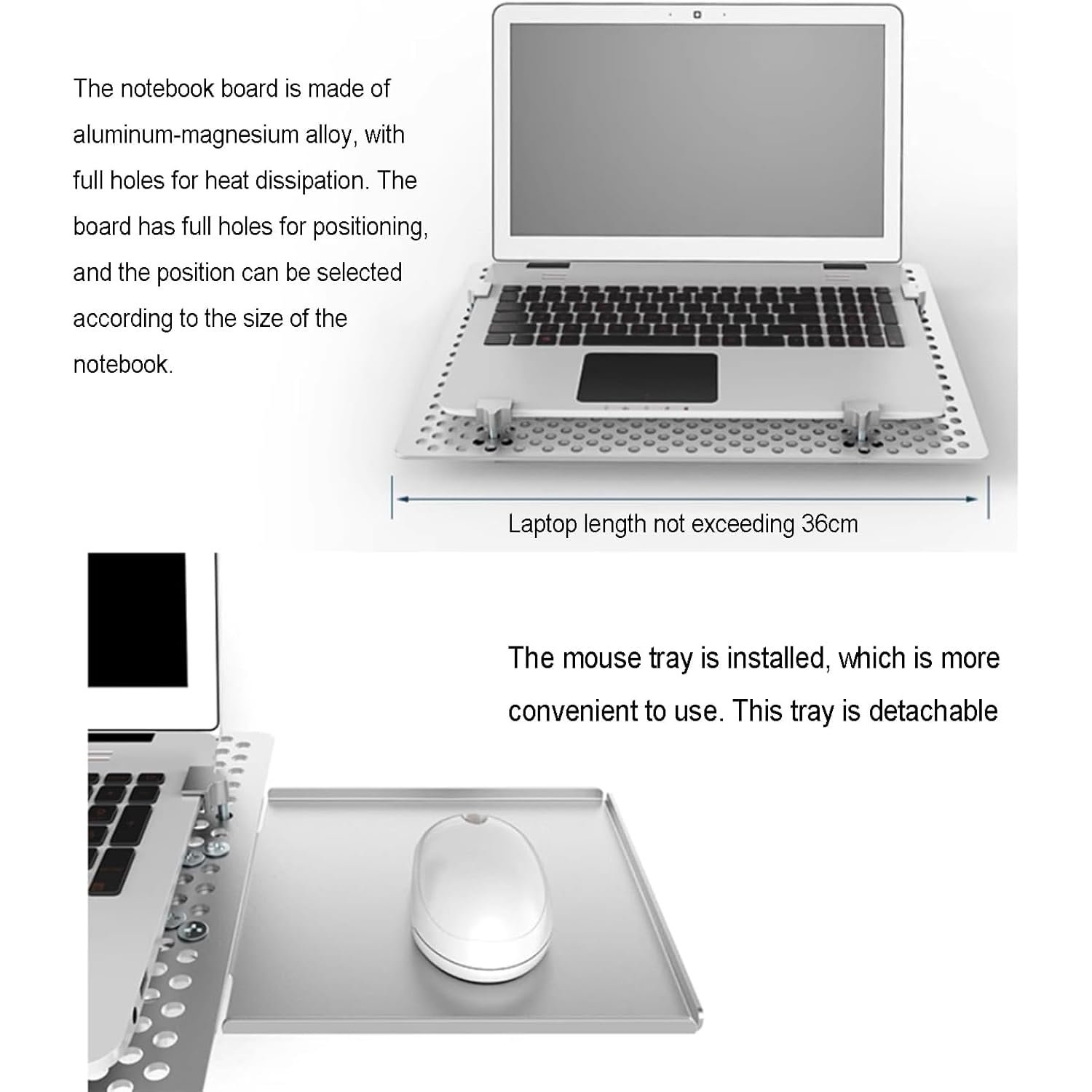 Регулируемая Подставка для Ноутбука настенная, Вентилируемая Подставка для Ноутбука, Полностью Подвижная, Вращающаяся Подставка для Ноутбука, с Отделением для Мыши, Поддерживает до 8 кг, фото №5