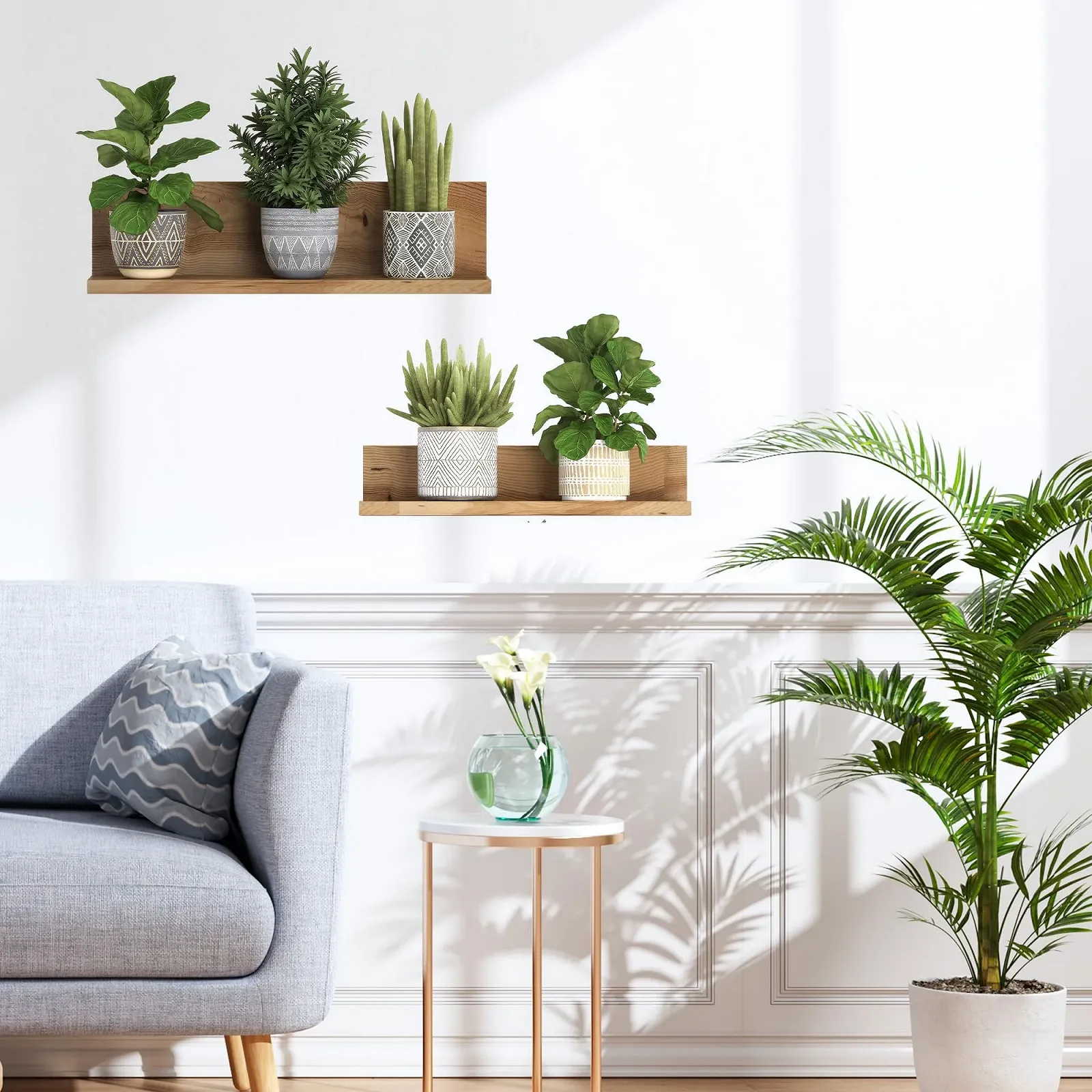 Наклейка на стіну 3D Зелені рослини Квіти Кактус Бонсай ПВХ 5 шт, фото №3