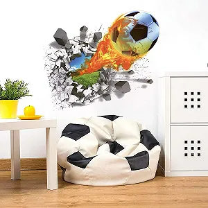Наклейка на стіну WandSticker4U 3D Футбол з вогнем 50 x 70 см synthetic.ua - Фото 1