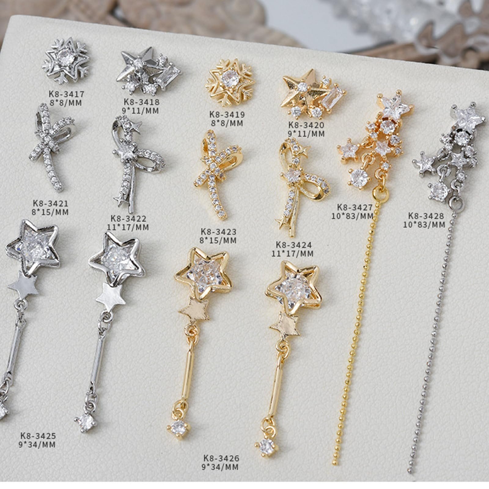 Подвеска Бантик Циркон Звезда Искусство Страз Маникюр Искусство Украшения, фото №3