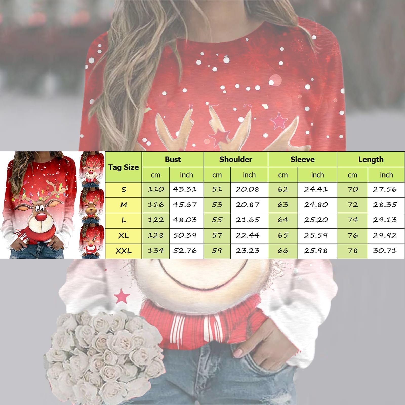 Женский Рождественский Свитер Gwnauz С Рождественским Принтом Оленя Больших Размеров Повседневный Хлопковый Зимний Свитер Рождественские Топы С Круглым Вырезом и Длинными Рукавами Рождественский Костюм, фото №4 Женский Рождественский Свитер Gwnauz С Рождественским Принтом Оленя Больших Размеров Повседневный Хлопковый Зимний Свитер Рождественские Топы С Круглым Вырезом и Длинными Рукавами Рождественский Костюм, фото №4